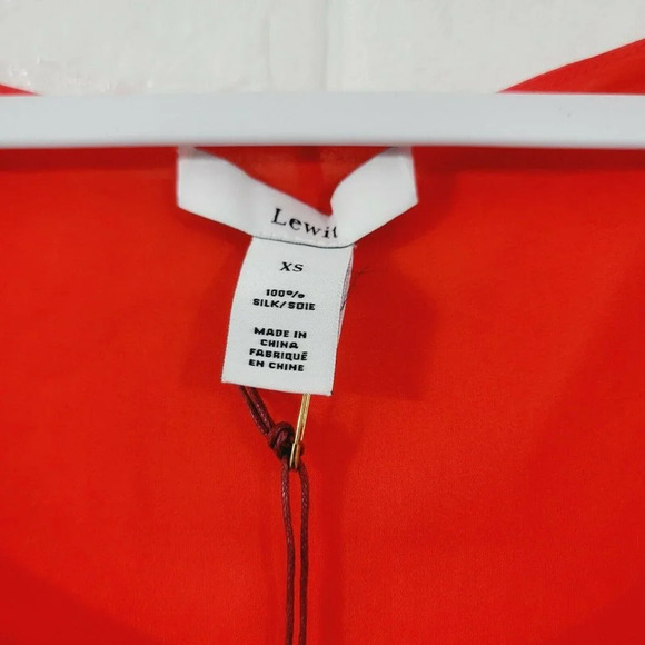 Lewitt Women's Mesh Tops Scoop Neck Short Sleeve Side Zip Solid Red Size XS - Picture 2 of 5